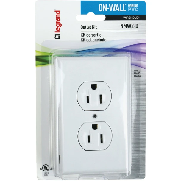 Wiremold On-Wall White PVC 1 In. Outlet Box Kit NMW2-D