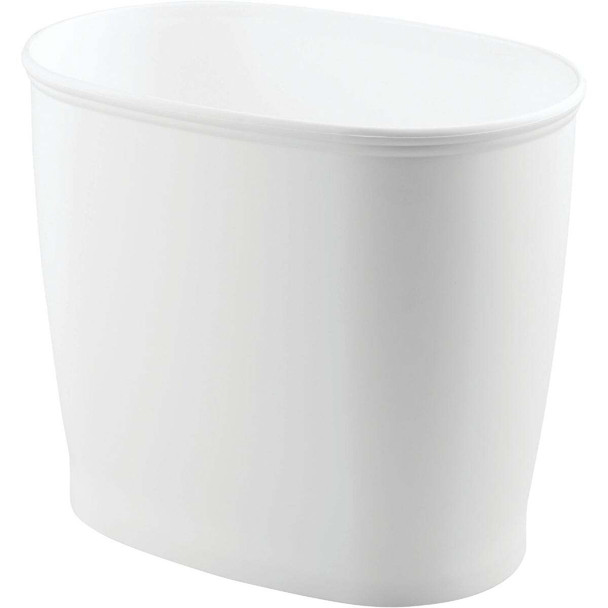 iDesign Kent 2 Gal. White Oval Wastebasket 93441