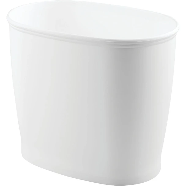 iDesign Kent 2 Gal. White Oval Wastebasket 93441