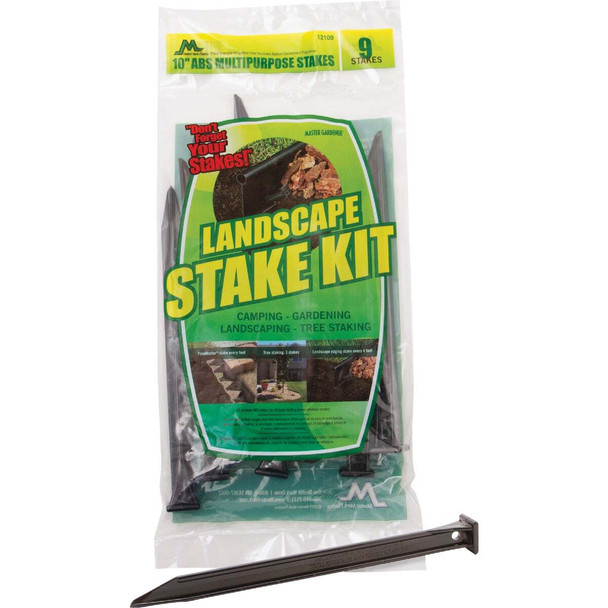 Master Mark 10 In. ABS Black Multipurpose Landscape Stakes (9-Pack) 12109