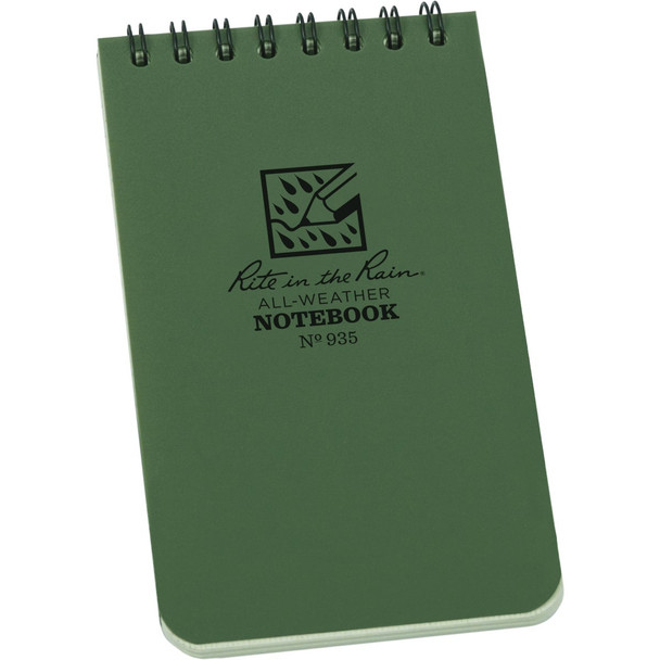 Rite in the Rain 3 In. x 5 In. 50-Sheet Top Spiral Green Notebook 935