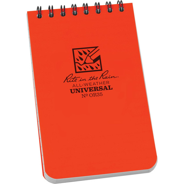 Rite in the Rain 3 In. x 5 In. 50-Sheet Top Spiral Orange Notebook OR35