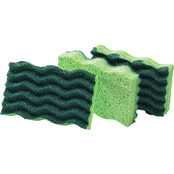 Libman 4.5 In. x 3 In. Yellow & Green Heavy Duty Sponge (3-Count) 1077
