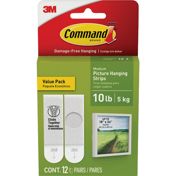 Command 10 lb White Picture Hanging Strips Value Pack, 12 Pairs 17204-12ES