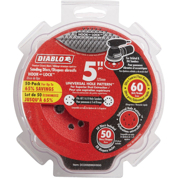 Diablo 50pk 5" 60g Sanding Disc DCD050060H50G Diablo 50pk 5" 60g Sanding Disc DCD050060H50G