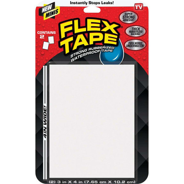 Flex Tape 3 In. x 4 In. Mini Repair Tape, White (2-Count) TFSWHTMINI