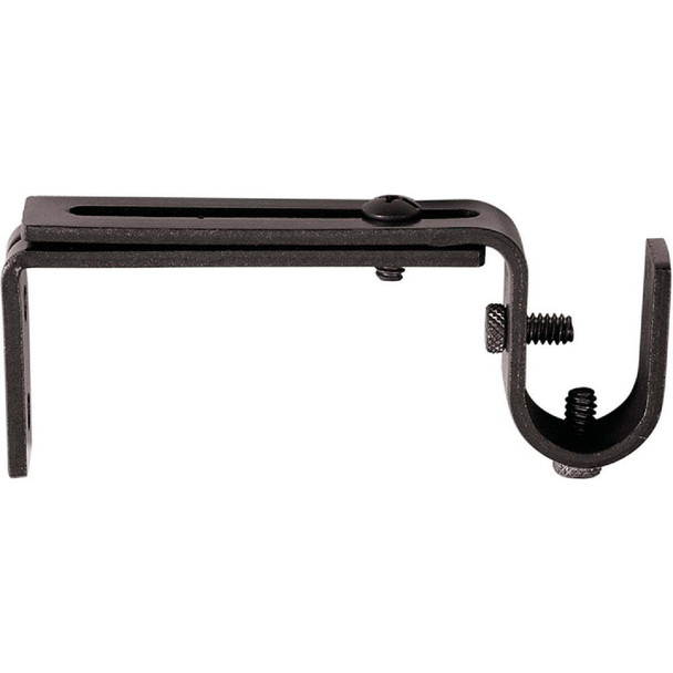 Kenney Adjustable Single Black Curtain Rod Bracket (2-Pack) KN85290