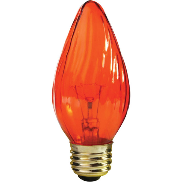 Satco 25W Amber Medium F15 Incandescent Flame Tip Light Bulb  S3366