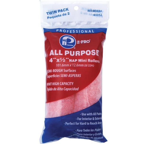 Premier Z-Pro 4 In. x 1/2 In. Knit Fabric Roller Cover (2-Pack) 65042