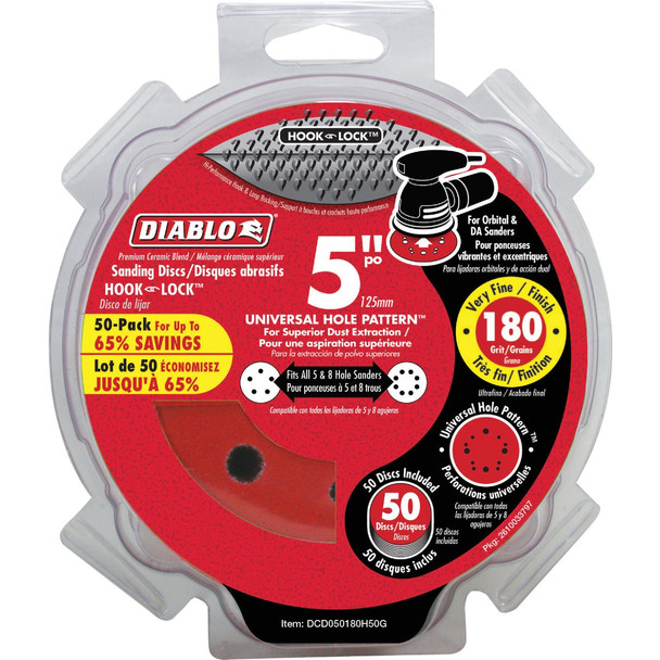 Diablo 50pk 5 Disc Ros H&l 180g DCD050180H50G