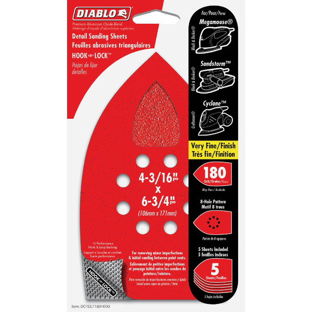 Diablo MegaMouse 180-Grit Sandpaper (5-Pack) DCTDET180H05G