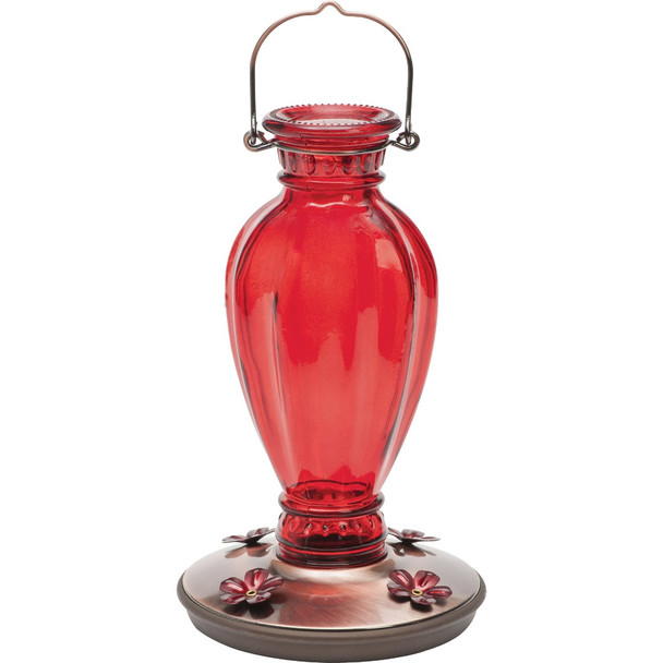 Perky-Pet 18 Oz. Daisy Vase Vintage Glass Hummingbird Feeder 8133-2 Pack of 2