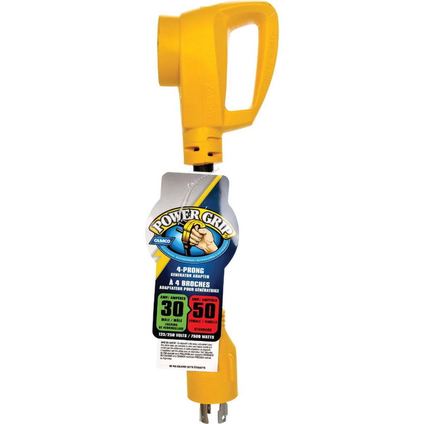 Camco Power Grip 30/50A 4-Prong Dogbone RV Generator Adapter 55422