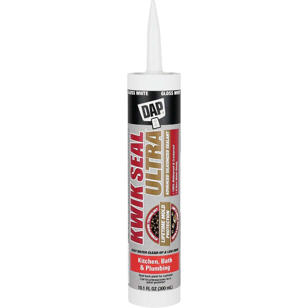 DAP KWIK SEAL ULTRA 10.1 Oz. White Siliconized Kitchen & Bath Sealant 7079818897
