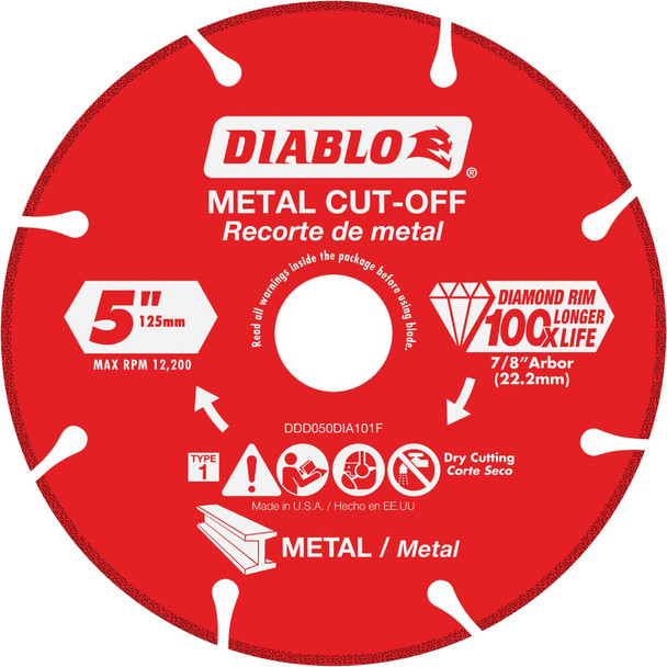 Diablo Type 1 5 In. x 7/8 In. Metal Cutting Diamond Cut-Off Wheel DDD050DIA101F