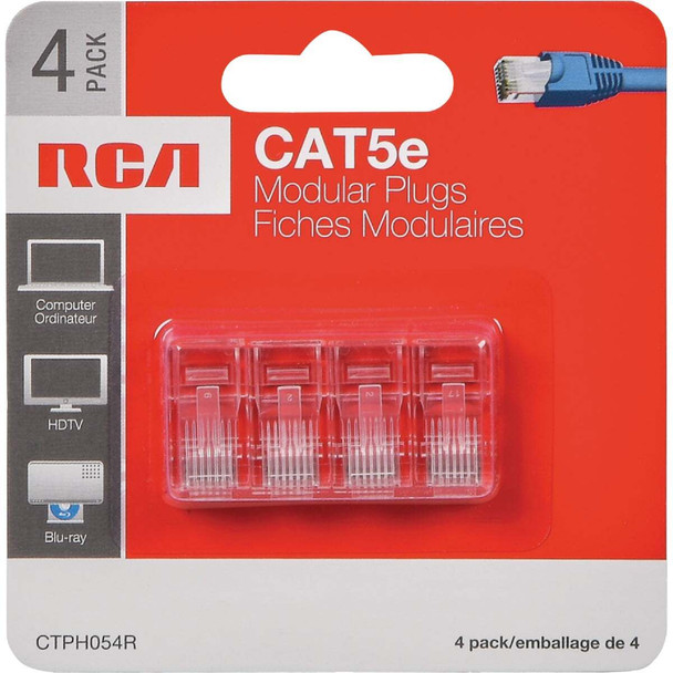 RCA CAT-5E Clear Modular Plug Connector (4-Pack) TPH054R
