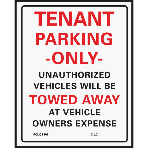 Hy-Ko Commercial Grade Plastic Sign, Tenant Parking Only 701