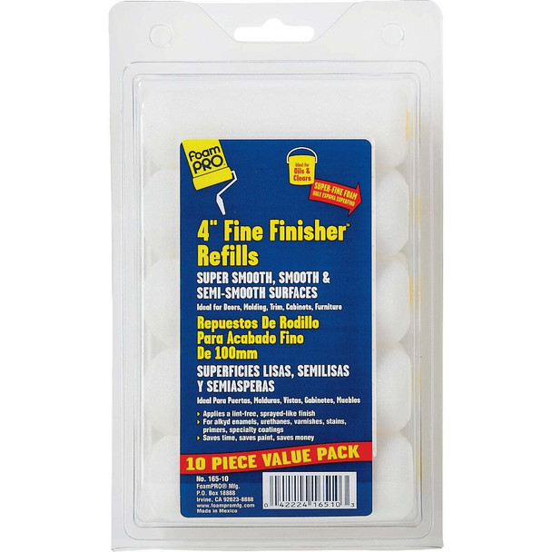 FoamPro Fine Finisher 4 In. Mini Foam Roller Cover (10-Pack) 165-10