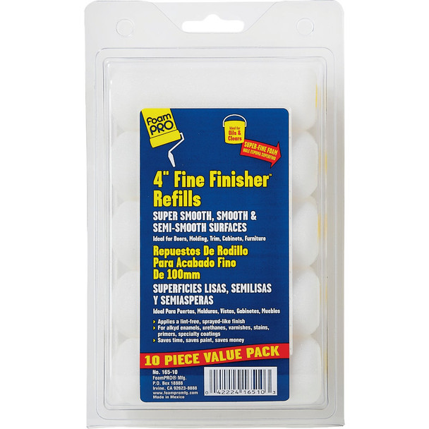 FoamPro Fine Finisher 4 In. Mini Foam Roller Cover (10-Pack) 165-10