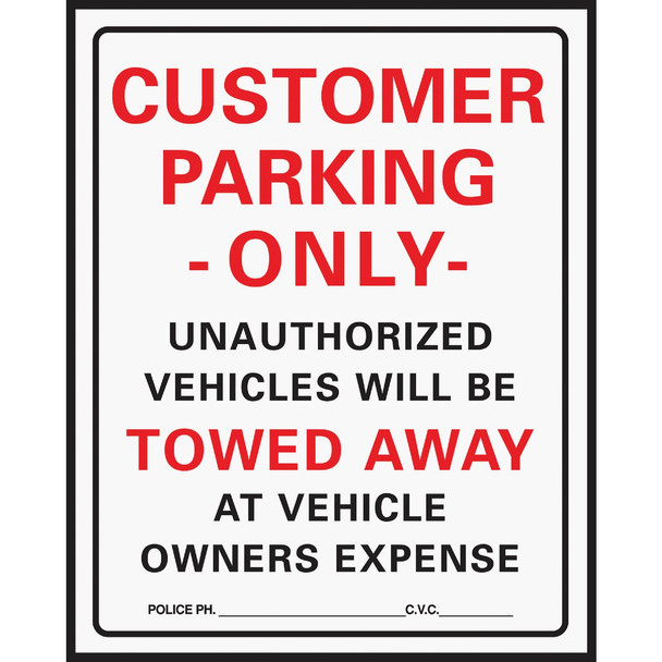 Hy-Ko Commercial Grade Plastic Sign, Customer Parking Only 700