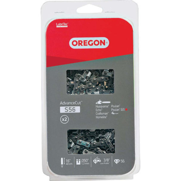 Oregon AdvanceCut 16 In. 56-Link Chainsaw Chain (2-Pack) S56T