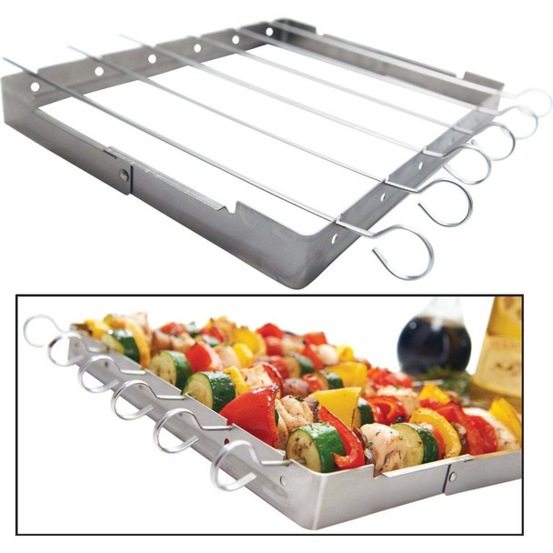 GrillPro Stainless Steel Kebab Grill Rack with Skewers 41338