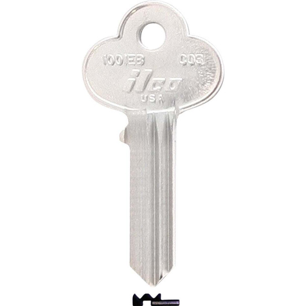 ILCO Corbin Nickel Plated File Cabinet Key CO3 / 1001EB (10-Pack) IAL3803003B