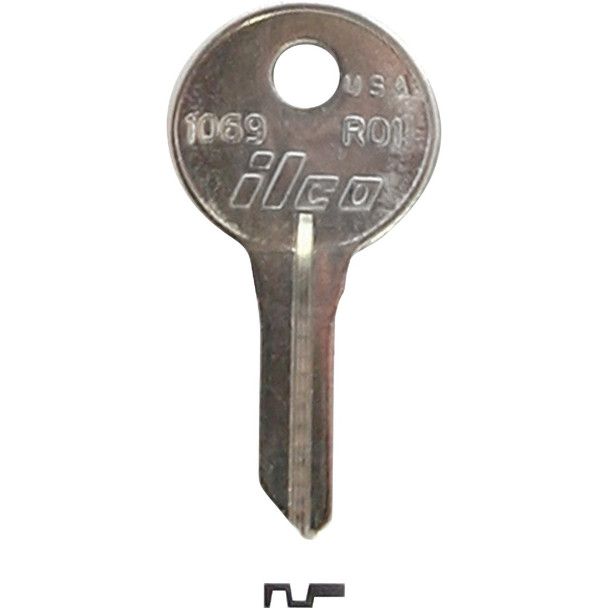 ILCO Russwin Nickel Plated File Cabinet Key RO1 / 1069 (10-Pack) IAL2631106B