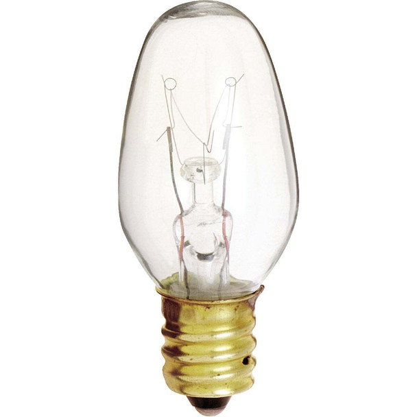 Satco 7W Clear Candelabra Base C7 Incandescent Night Light Bulb (2-Pack) S3791