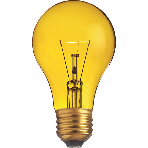 Satco 25W Transparent Yellow Medium A19 Incandescent Party Light Bulb  S6083