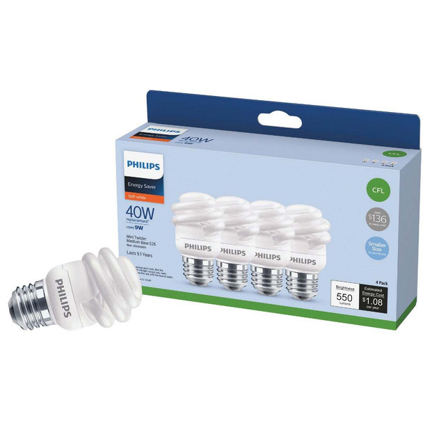 Energy Saver 4pk 9w T2 Swmed Cfl Bulb 570267