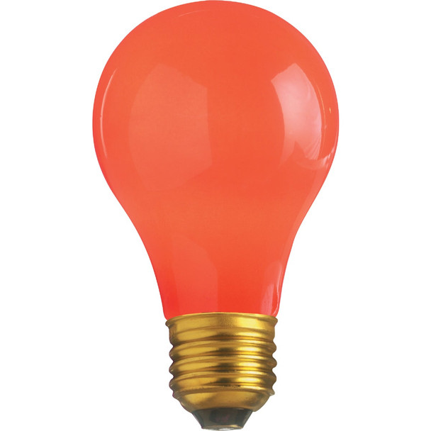 Satco 25W Ceramic Red Medium A19 Incandescent Party Light Bulb  S6090