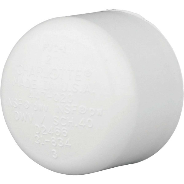 Charlotte Pipe 2 In. Schedule 40 Pressure Slip PVC Cap PVC 02116  1600HA