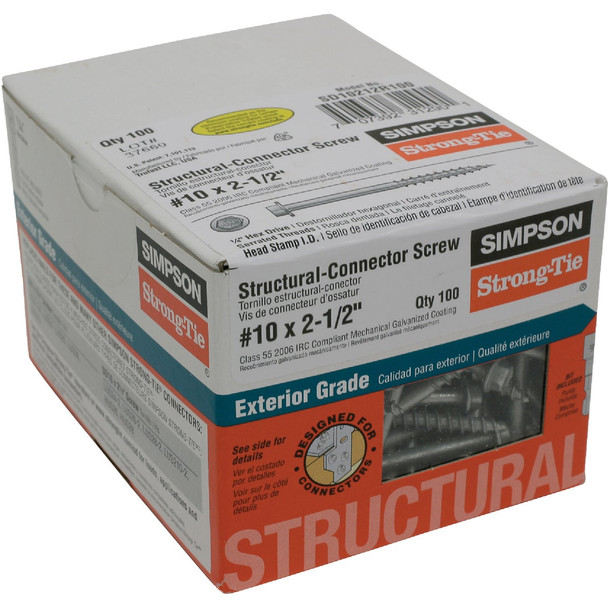 Strong-Drive 100 #10x2-1/2 Wd Screw SD10212R100-R