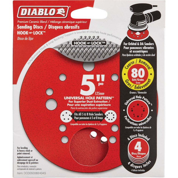 Diablo 4pk 5" 80g Sanding Disc DCD050080H04G
