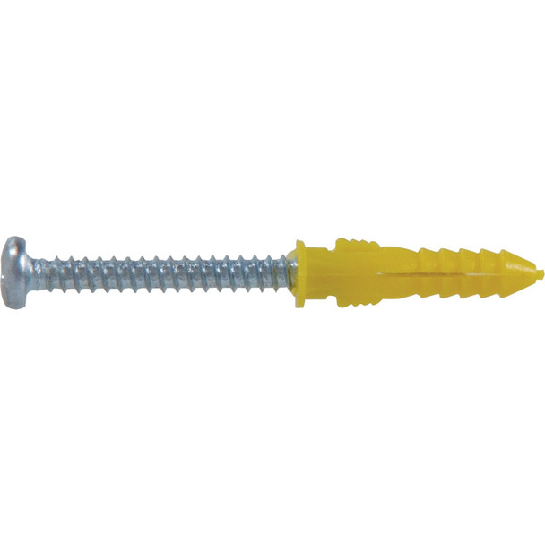 Hillman #4 - #6 - #8 Thread x 7/8 In. Yellow Ribbed Plastic Anchor (6-Count)