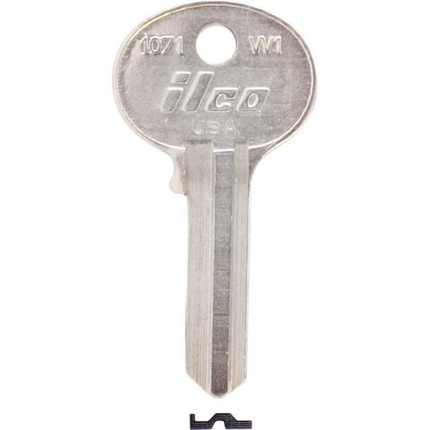 ILCO Wilson Nickel Plated Cam Lock Key, 1071 (10-Pack) IAL4220100B