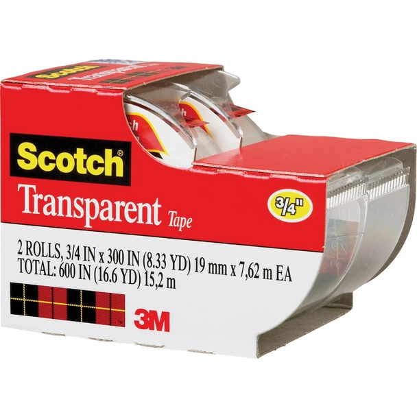 Scotch Transparent Tape, 3/4 In. x 250 In. (2-Pack) 2157SS