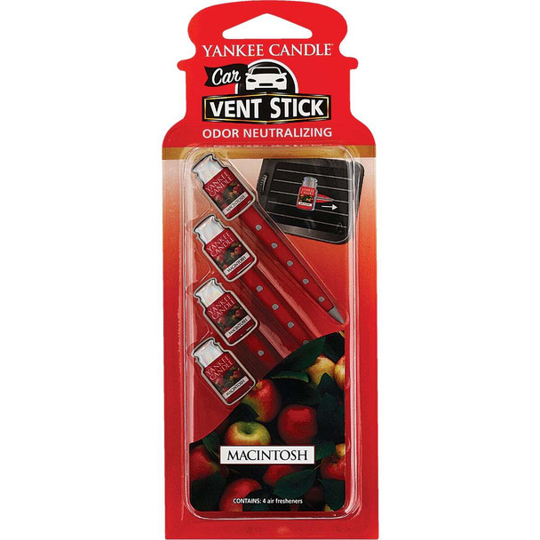 Yankee Candle Vent Stick Car Air Freshener, MacIntosh (4-Pack) 1194394