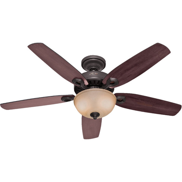 Hunter Builder Deluxe 52 In. New Bronze Ceiling Fan with Light Kit 53091
