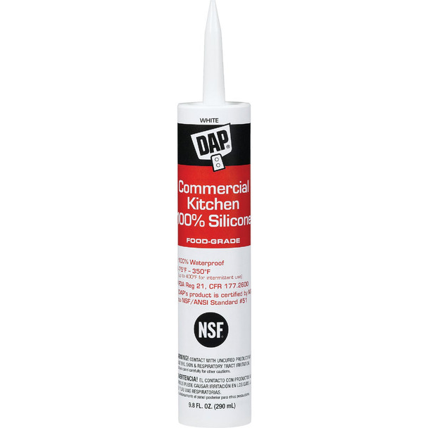 Dap 9.8 Oz. Commercial Kitchen Food-Grade Silicone Sealant, White 7079808656