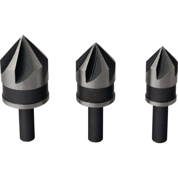 Irwin 3-Piece HSS Black Oxide Metal Countersink Bit Set 1877720