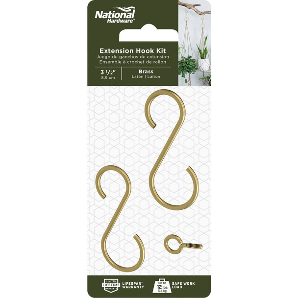 National Hardware 3-1/2 In. Brass Steel Extension Hook Kit N275-123