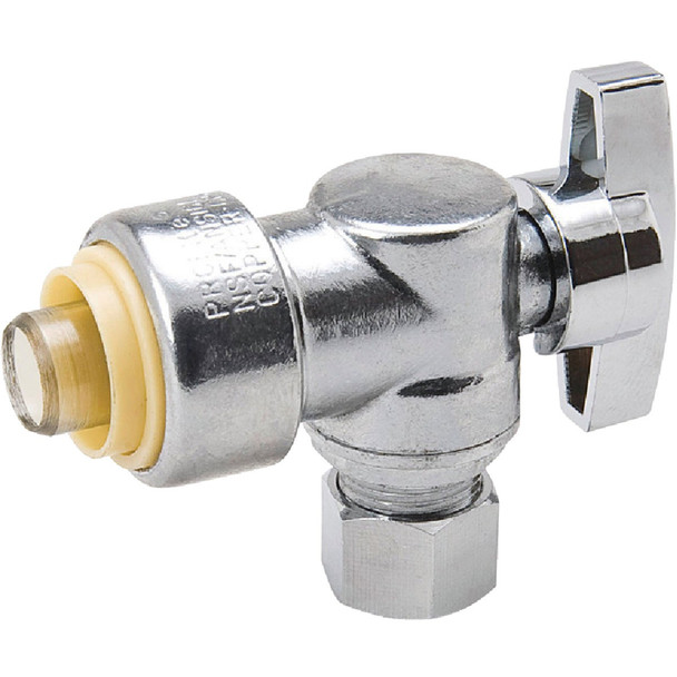 ProLine Chrome Plated Brass 1/2 In. PF x 3/8 In. COMP Angle Stop 1190-932HC