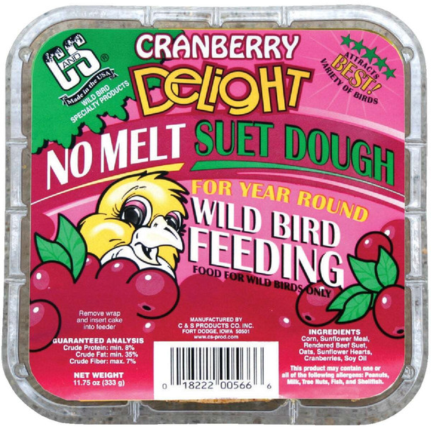 C&S 11.75 Oz. Cranberry Delight No Melt Suet Dough 100214264