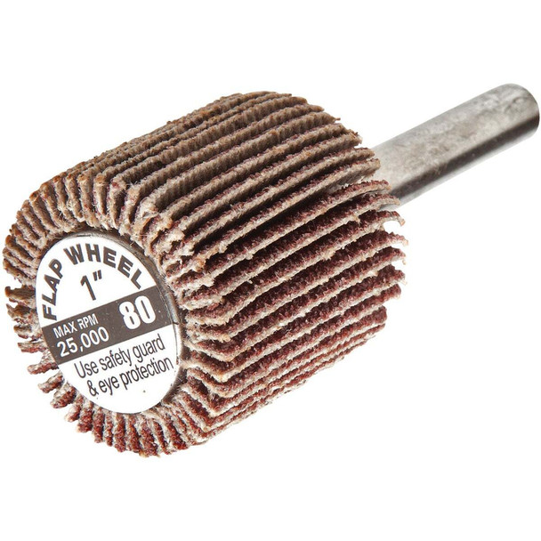 Forney 1 In. x 1/4 In. 80 Grit Shank Mounted Flap Sanding Wheel 60191