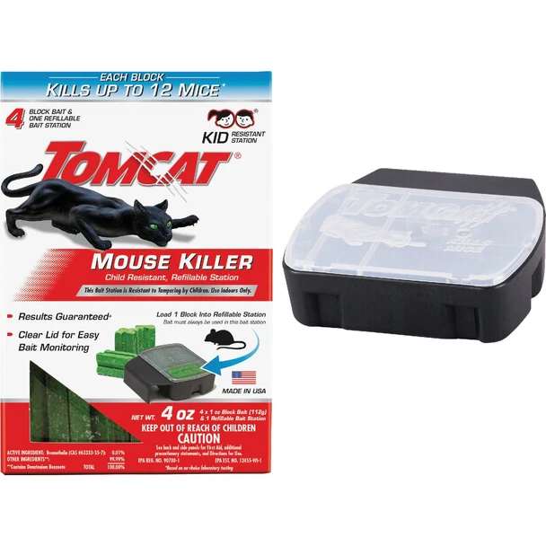 TOMCAT Refillable Bait Station Mouse Killer (4-Refill) 0371110