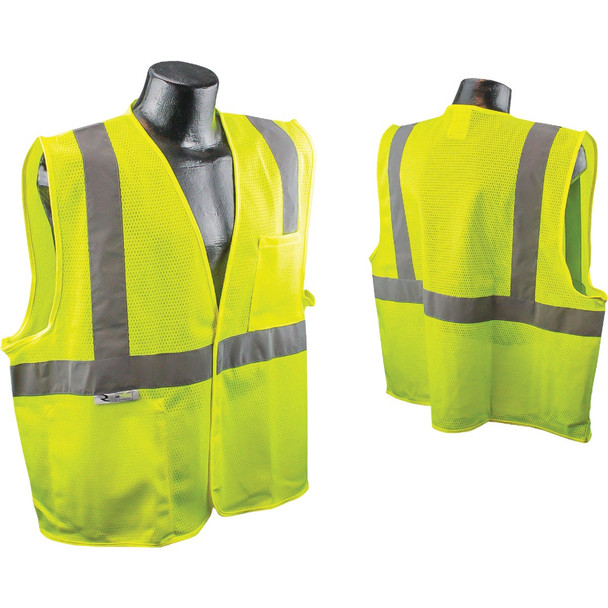 Radians Rad Wear ANSI Class 2 Hi Vis Green Safety Vest, 3XL SV2GM3X
