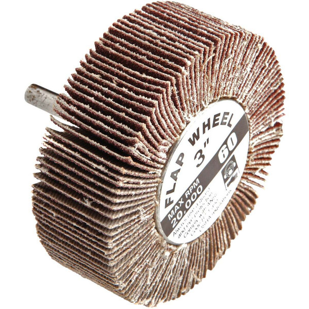 Forney 3 In. x 1/4 In. 60 Grit Shank Mounted Flap Sanding Wheel 60181