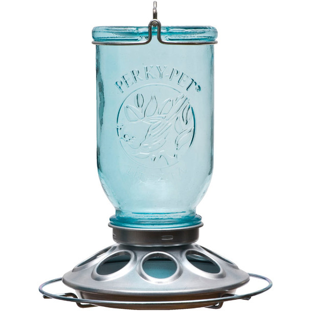 Perky-Pet Blue Glass Mason Jar 1 Lb. Capacity Bird Feeder 784 Pack of 2